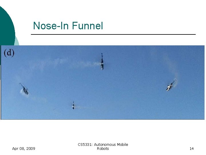 Nose-In Funnel Apr 08, 2009 CS 5331: Autonomous Mobile Robots 14 Nose-In Funnel Apr 08, 2009 CS 5331: Autonomous Mobile Robots 14