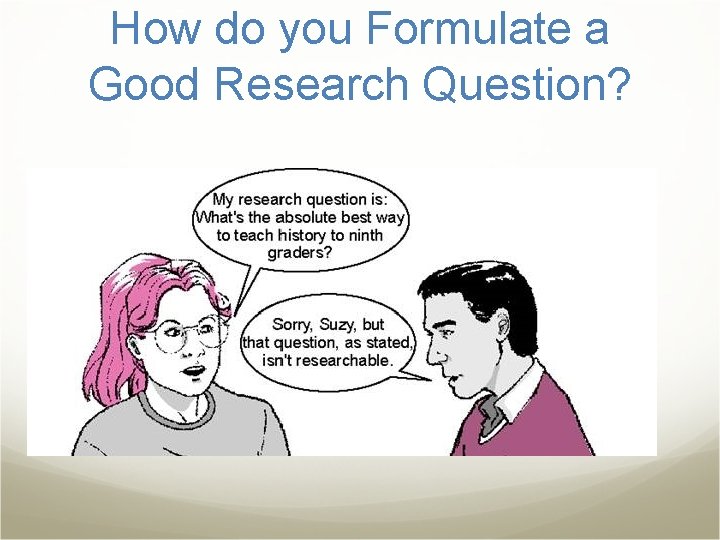 How do you Formulate a Good Research Question? 