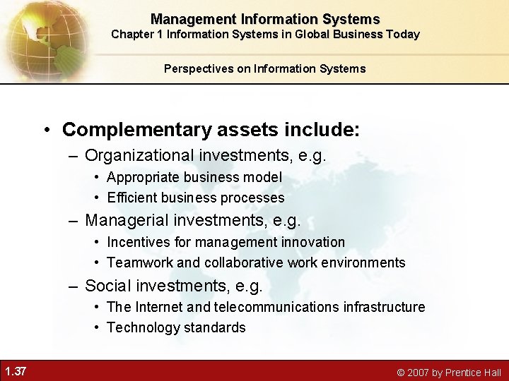 Management Information Systems Chapter 1 Information Systems in Global Business Today Perspectives on Information