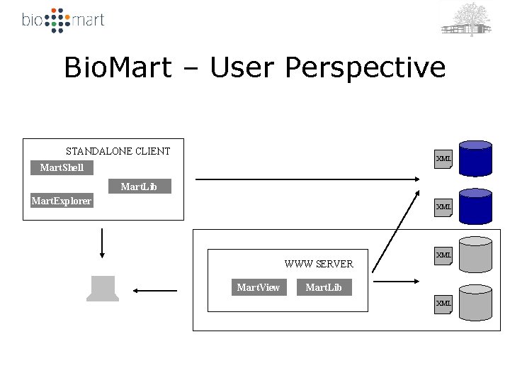 Bio. Mart – User Perspective STANDALONE CLIENT XML Mart. Shell Mart. Lib Mart. Explorer