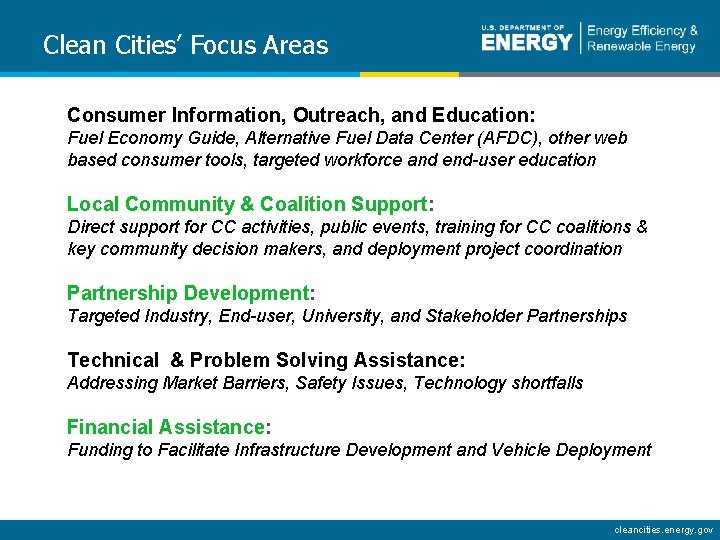 Clean Cities’ Focus Areas Consumer Information, Outreach, and Education: Fuel Economy Guide, Alternative Fuel