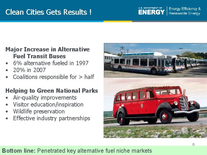 Clean Cities Gets Results ! Major Increase in Alternative Fuel Transit Buses • 6%