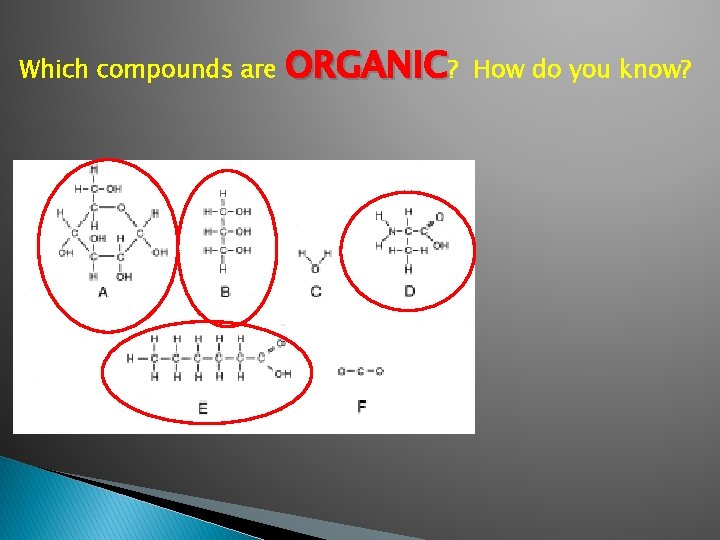 Which compounds are ORGANIC? How do you know? 