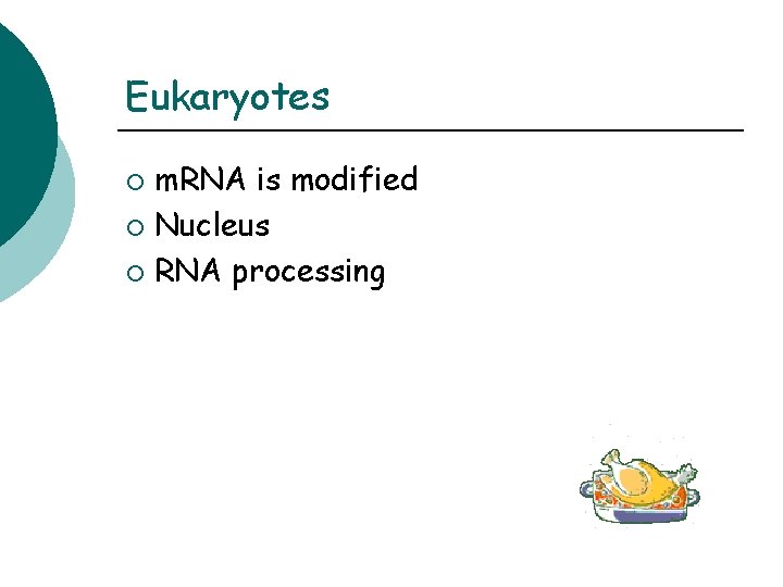 Eukaryotes m. RNA is modified ¡ Nucleus ¡ RNA processing ¡ 