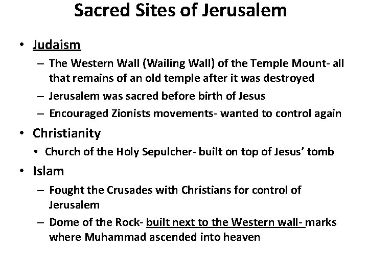Sacred Sites of Jerusalem • Judaism – The Western Wall (Wailing Wall) of the