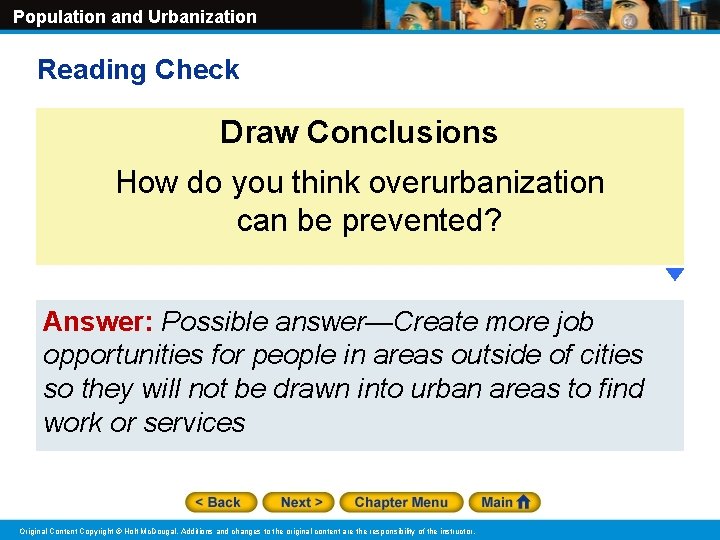 Population and Urbanization Reading Check Draw Conclusions How do you think overurbanization can be