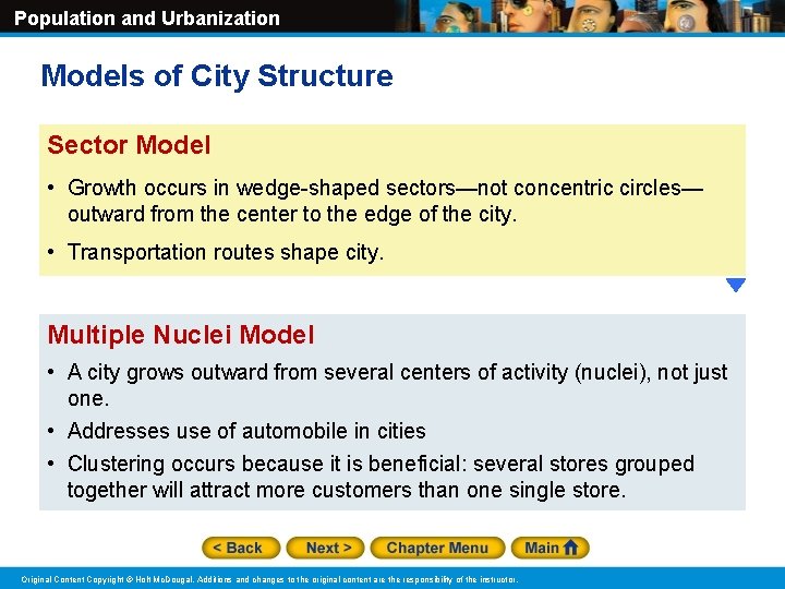 Population and Urbanization Models of City Structure Sector Model • Growth occurs in wedge-shaped