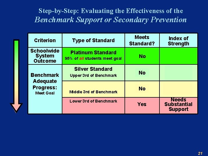 Step-by-Step: Evaluating the Effectiveness of the Benchmark Support or Secondary Prevention Criterion Type of