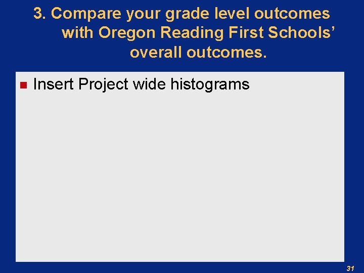 3. Compare your grade level outcomes with Oregon Reading First Schools’ overall outcomes. n