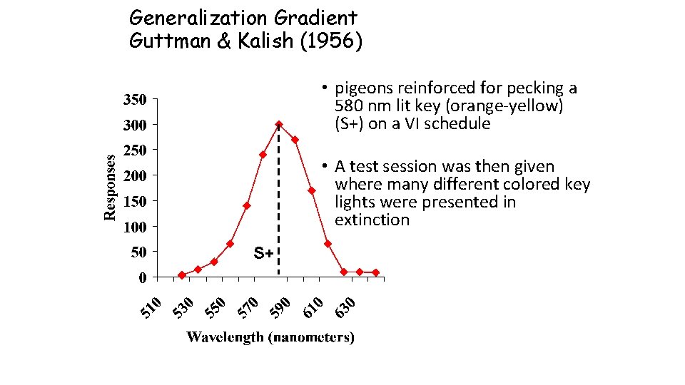 Generalization Gradient Guttman & Kalish (1956) • pigeons reinforced for pecking a 580 nm