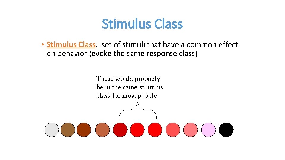 Stimulus Class • Stimulus Class: set of stimuli that have a common effect on