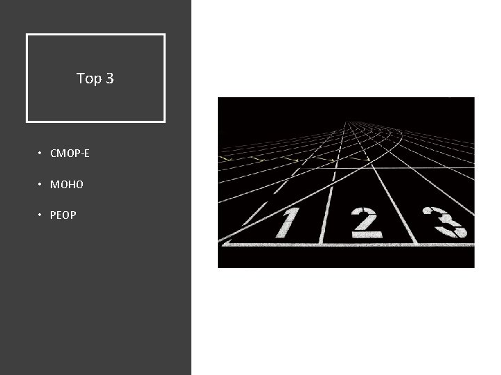 Top 3 • CMOP-E • MOHO • PEOP 