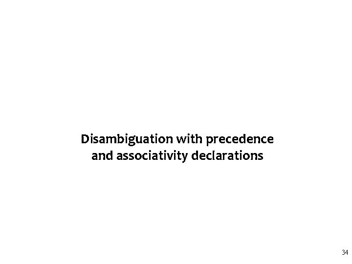 Disambiguation with precedence and associativity declarations 34 