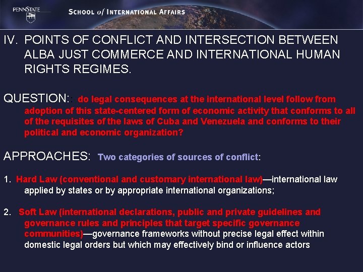 IV. POINTS OF CONFLICT AND INTERSECTION BETWEEN ALBA JUST COMMERCE AND INTERNATIONAL HUMAN RIGHTS