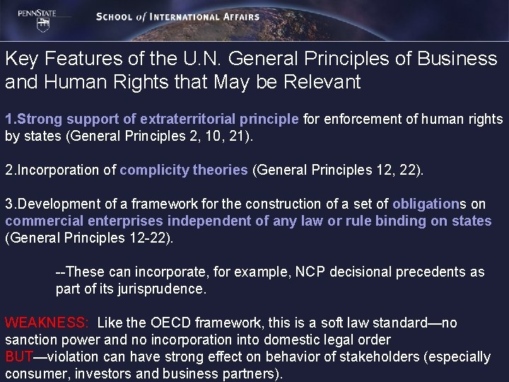 Key Features of the U. N. General Principles of Business and Human Rights that