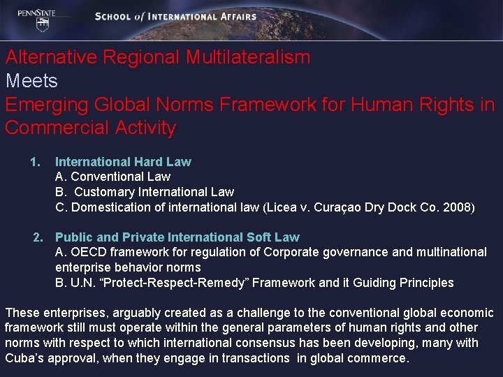 Alternative Regional Multilateralism Meets Emerging Global Norms Framework for Human Rights in Commercial Activity