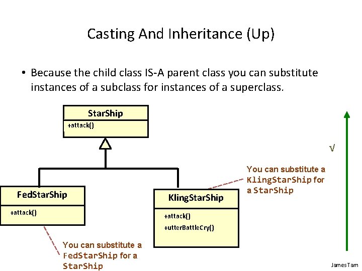 Casting And Inheritance (Up) • Because the child class IS-A parent class you can