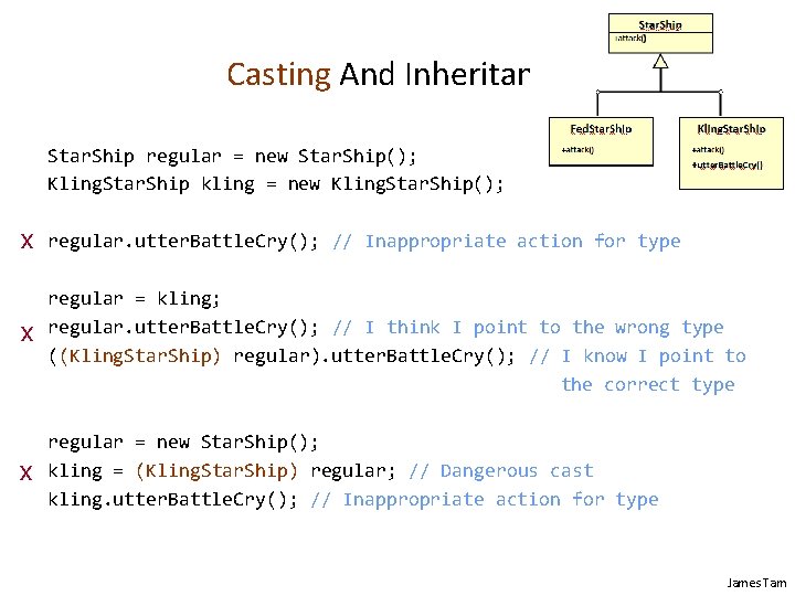 Casting And Inheritance Star. Ship regular = new Star. Ship(); Kling. Star. Ship kling