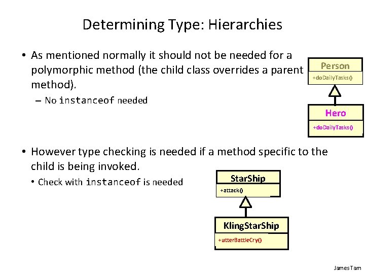 Determining Type: Hierarchies • As mentioned normally it should not be needed for a