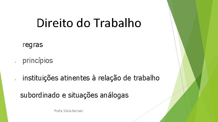 Direito do Trabalho regras princípios instituições atinentes à relação de trabalho subordinado e situações