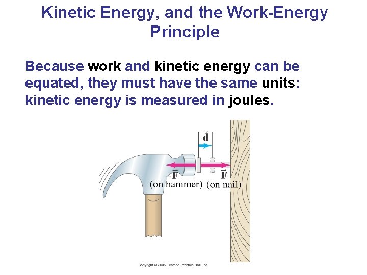 Kinetic Energy, and the Work-Energy Principle Because work and kinetic energy can be equated,