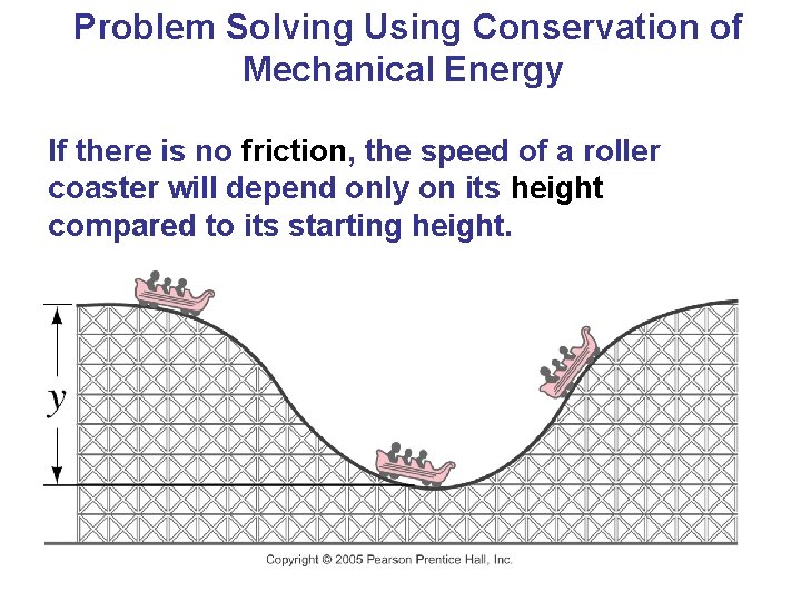 Problem Solving Using Conservation of Mechanical Energy If there is no friction, the speed