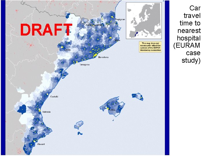 Car travel time to nearest hospital (EURAM case study) 