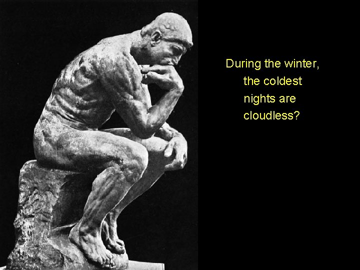 During the winter, the coldest nights are cloudless? 