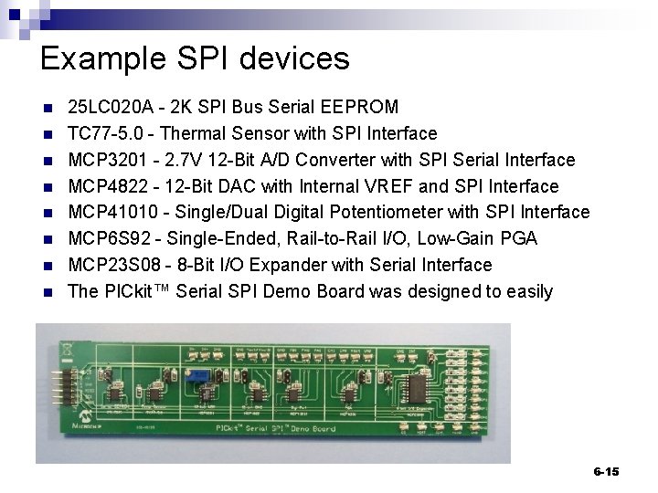 Example SPI devices n n n n 25 LC 020 A - 2 K