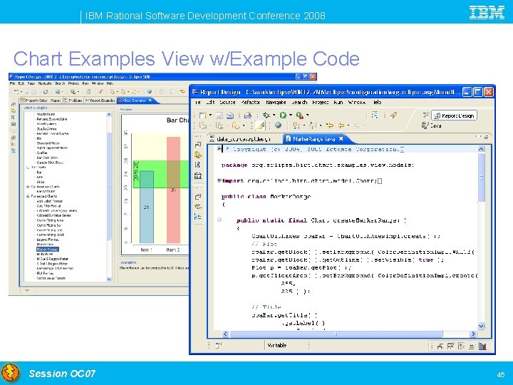 IBM Rational Software Development Conference 2008 Chart Examples View w/Example Code Session OC 07