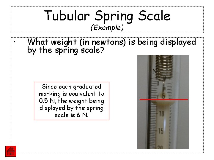 Tubular Spring Scale (Example) • What weight (in newtons) is being displayed by the