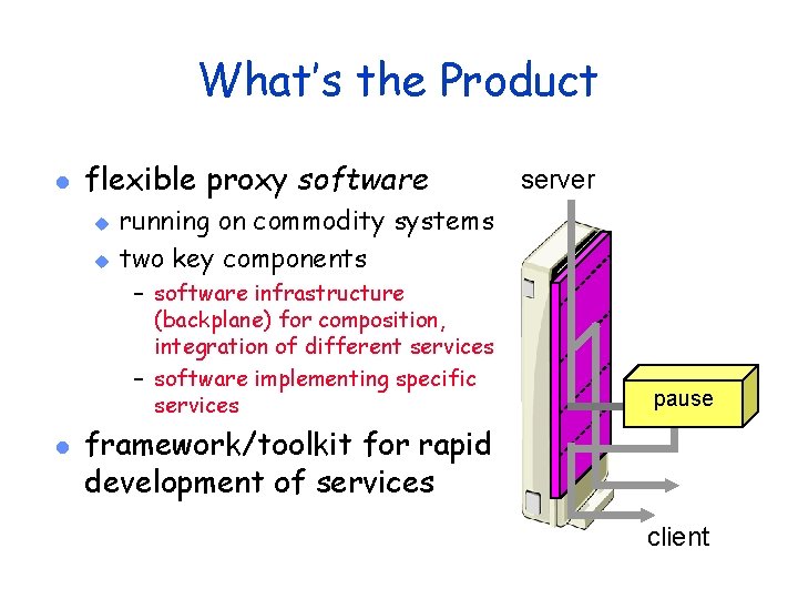 What’s the Product l flexible proxy software u u running on commodity systems two
