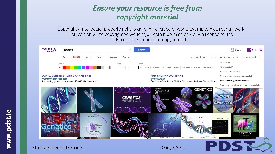Ensure your resource is free from copyright material www. pdst. ie Copyright - Intellectual