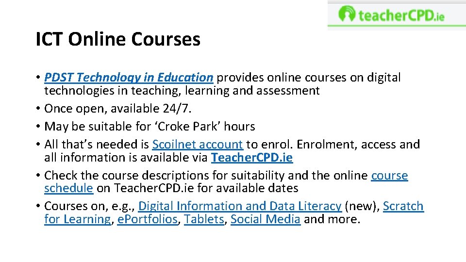 ICT Online Courses • PDST Technology in Education provides online courses on digital technologies