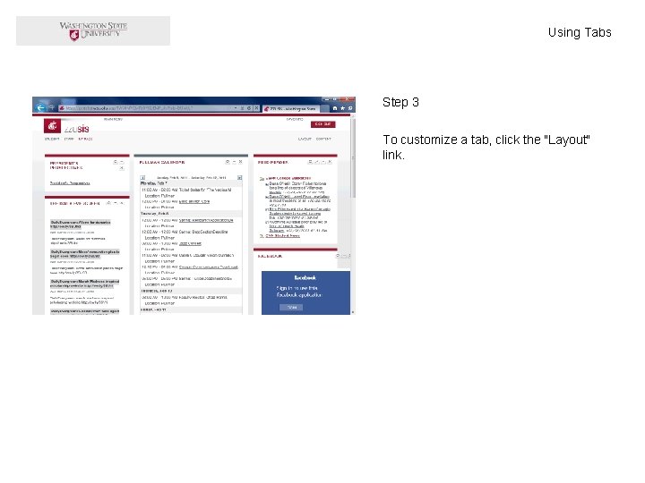 Using Tabs Step 3 To customize a tab, click the "Layout" link. 