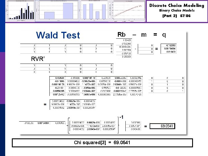 Discrete Choice Modeling Binary Choice Models [Part 2] Wald Test Chi squared[3] = 69.