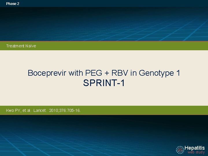 Phase 2 Treatment Naïve Boceprevir with PEG + RBV in Genotype 1 SPRINT-1 Kwo