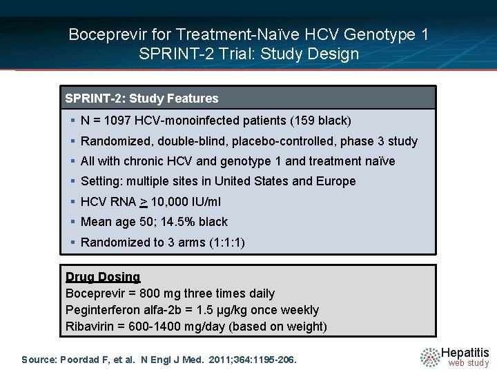 Boceprevir for Treatment-Naïve HCV Genotype 1 SPRINT-2 Trial: Study Design SPRINT-2: Study Features §