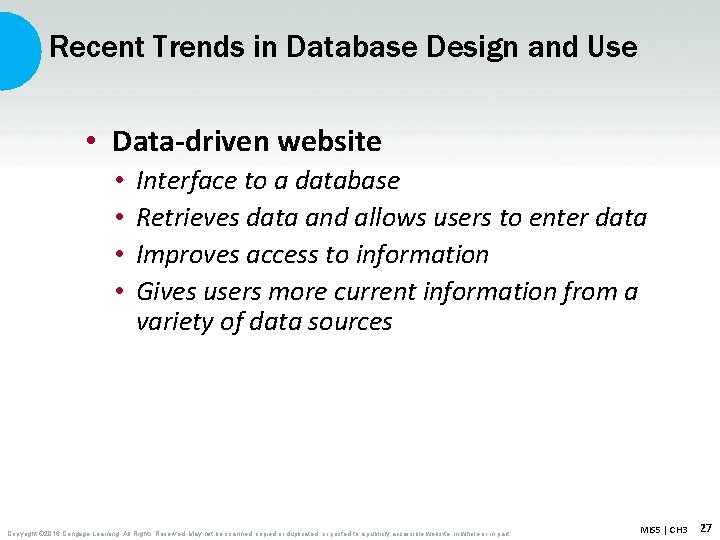 Recent Trends in Database Design and Use • Data-driven website • • Interface to Recent Trends in Database Design and Use • Data-driven website • • Interface to