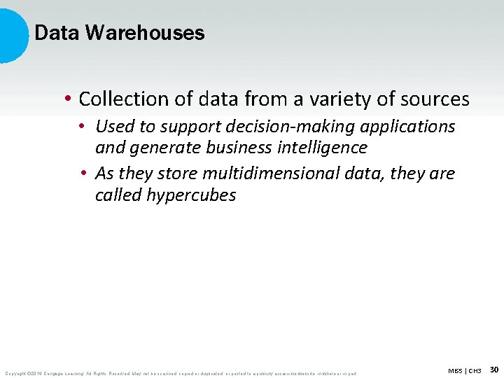 Data Warehouses • Collection of data from a variety of sources • Used to Data Warehouses • Collection of data from a variety of sources • Used to