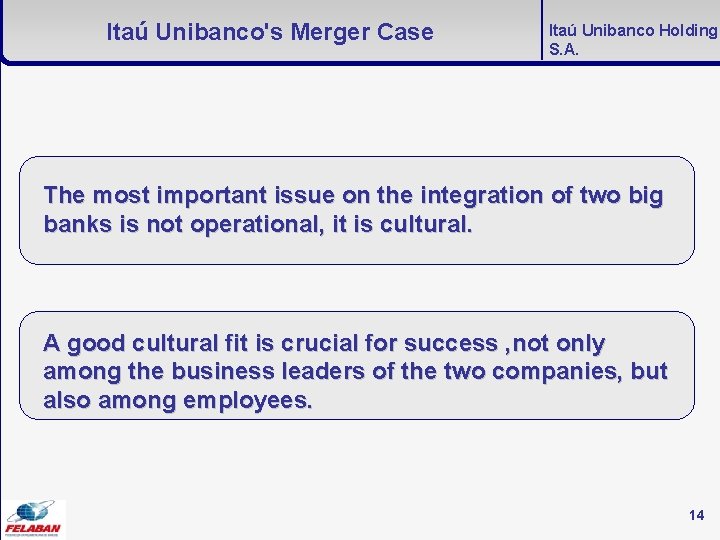 Itaú Unibanco's Merger Case Itaú Unibanco Holding S. A. The most important issue on