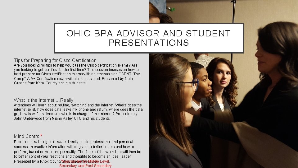 OHIO BPA ADVISOR AND STUDENT PRESENTATIONS Tips for Preparing for Cisco Certification Are you OHIO BPA ADVISOR AND STUDENT PRESENTATIONS Tips for Preparing for Cisco Certification Are you