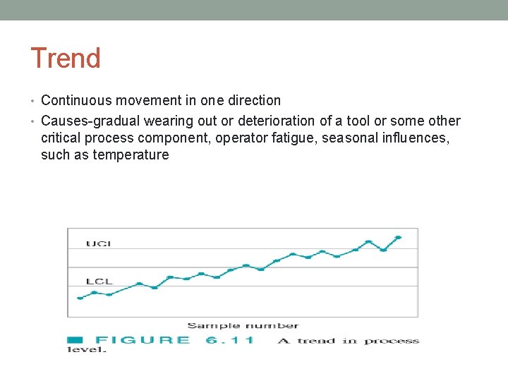 Trend • Continuous movement in one direction • Causes-gradual wearing out or deterioration of