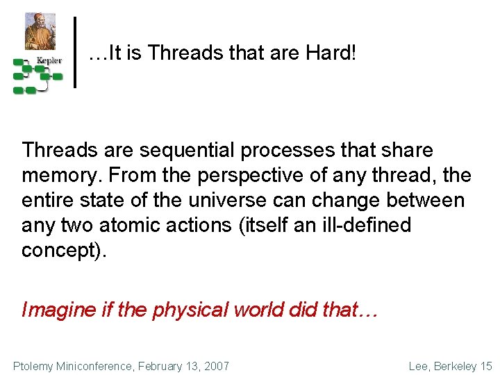 …It is Threads that are Hard! Threads are sequential processes that share memory. From