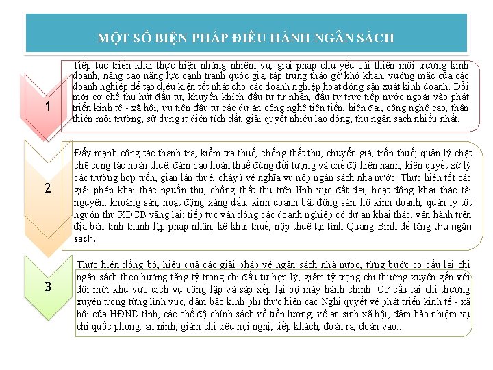 MỘT SỐ BIỆN PHÁP ĐIỀU HÀNH NG N SÁCH 1 2 3 Tiếp tục