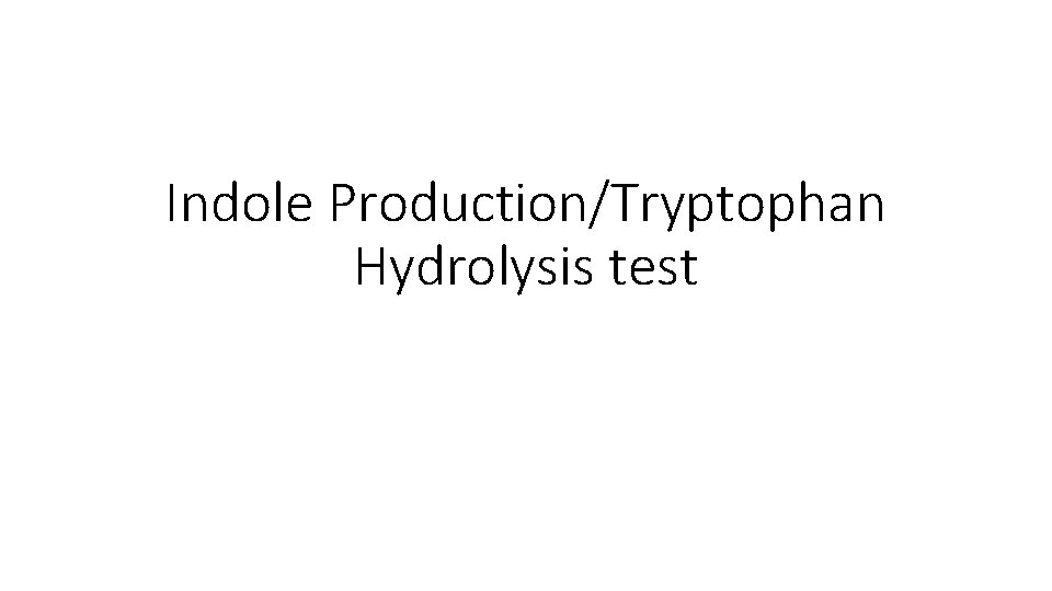 Indole Production/Tryptophan Hydrolysis test 