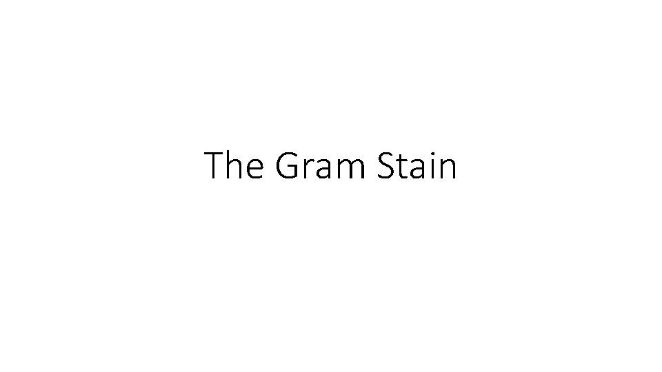 The Gram Stain 