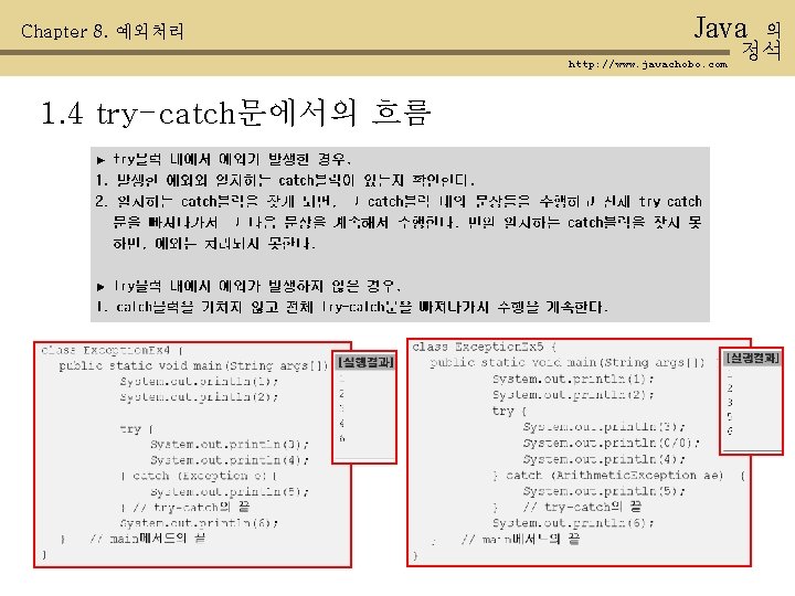 Chapter 8. 예외처리 Java http: //www. javachobo. com 1. 4 try-catch문에서의 흐름 의 정석