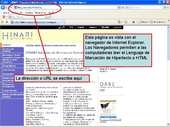 Esta página es vista con el navegador de Internet Explorer. Los Navegadores permiten a