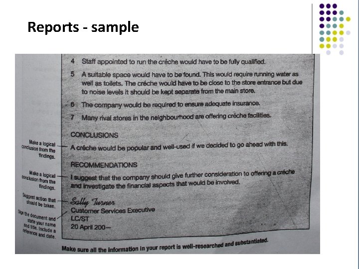 Reports - sample 